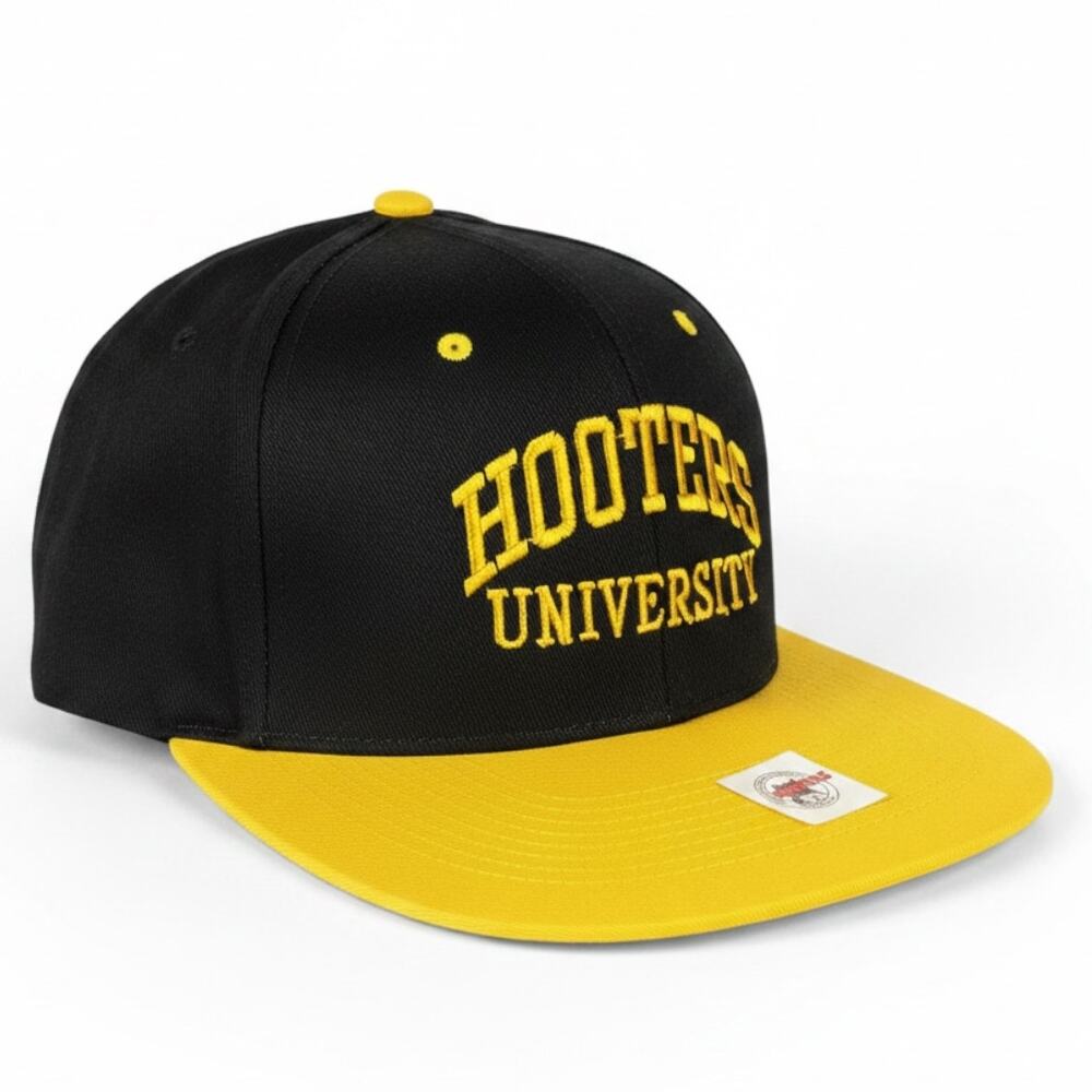 Vintage 90s Hooters Snapback Hat Cap University of Iowa Black Gold NWT College
